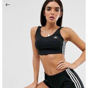 Adidas Womens Black Sports Bra With White Side Stripes Size S
